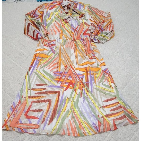 New York Company Womens‎ Multicolor Artsy Abstract Dress Half Sleeve Size L NWT - Picture 3 of 8
